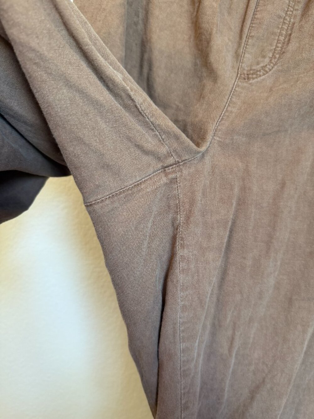 Old Navy High Rise Lettuce Waist Linen Blend Wide Leg Crop Pants 2X Brown - Picture 6 of 10